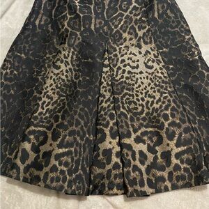 Rena Lange Black and Tan A-Line Pleated Skirt